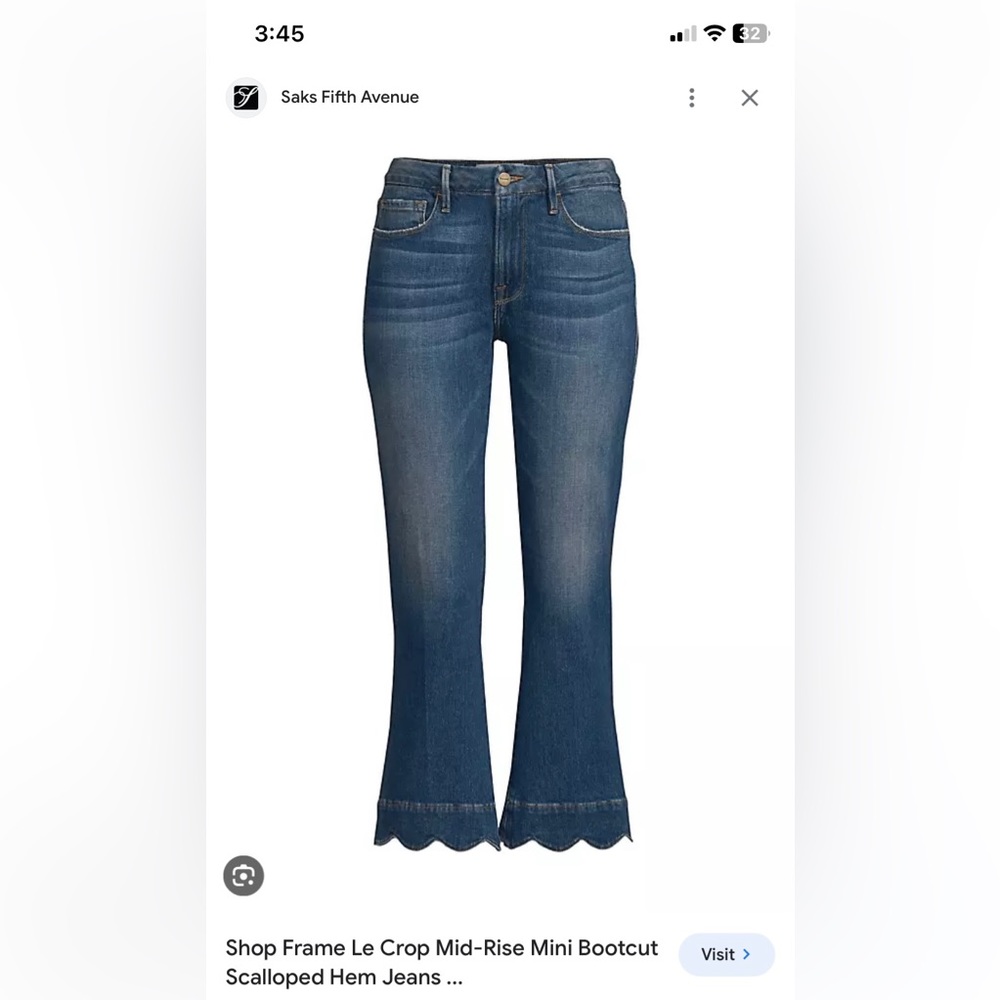 NWT FRAME Le Crop Mini scalloped hem boot jean size 30